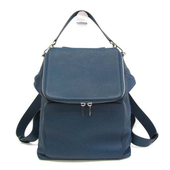 LOEWE Blue Leather Backpack - Picture 1 of 15